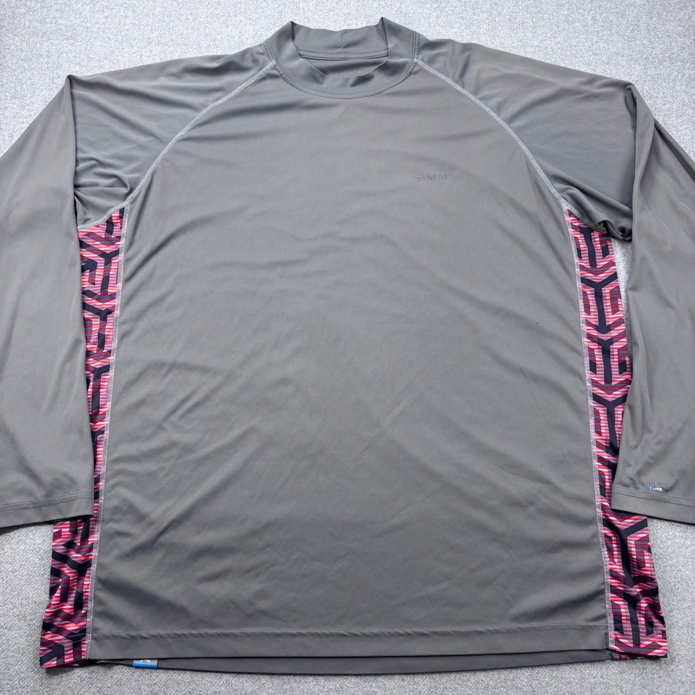 Simms‎ Solarflex Fishing Shirt Mens XL Gray UPF 50 Performance Long Sleeve FLAW